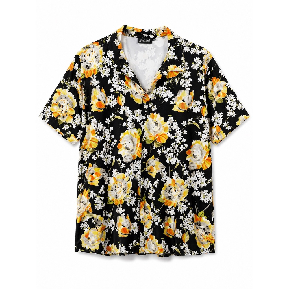 Bad Birdie Golf Shirt XL Floral Hawaiian Short Sleeve Performance Polo Resort